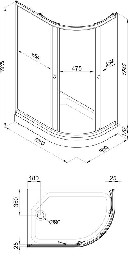 Душевое ограждение Риф 120x80 А левая / грейс Triton