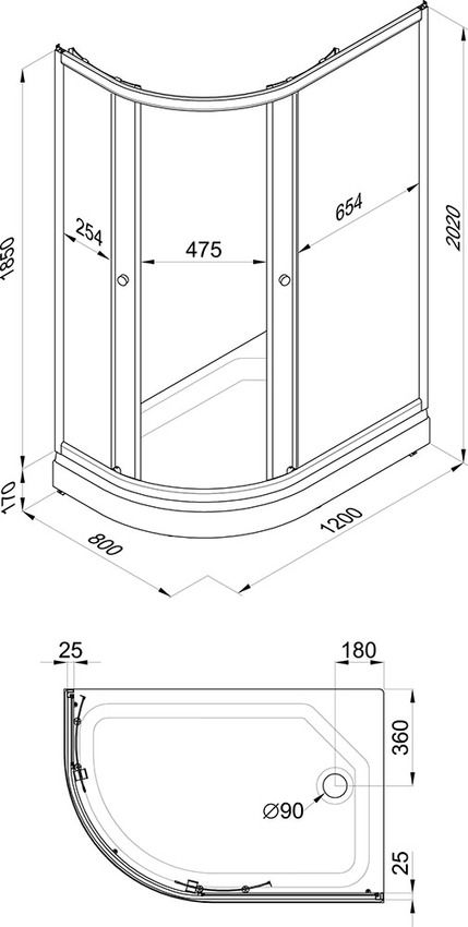 Душевое ограждение Риф 120x80 А правая / грейс Triton