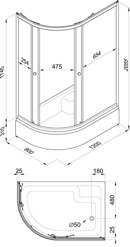 Душевое ограждение Риф 120x80 В правая / грейс Triton
